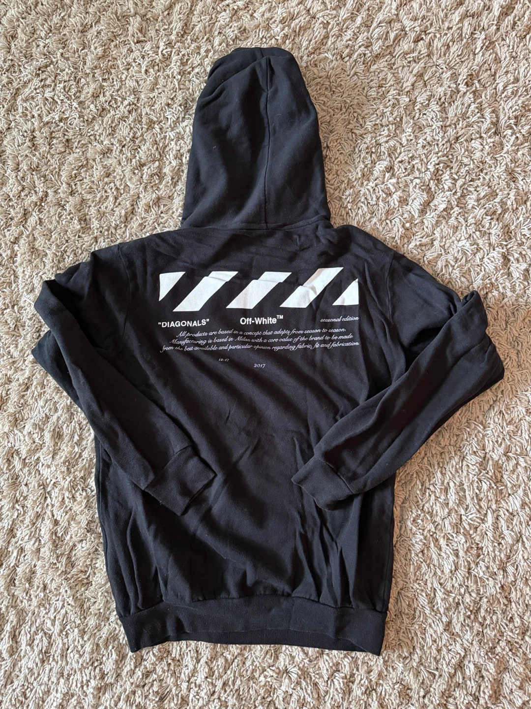 OFF-WHITE c/o Virgil Abloh "01" Diagonal Hoodie Black - photo 2