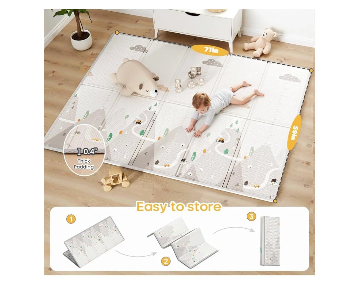 Spacious 59"x71" Baby Playpen with 1.04" Thick Padding Play Mat - photo 4
