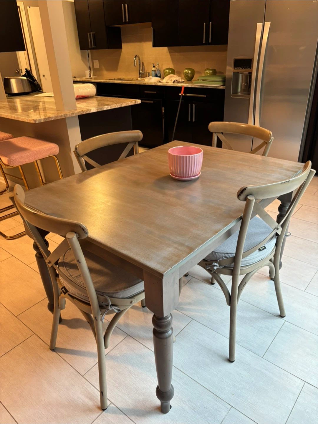 Wooden Dining Table with 4 Chairs - photo 2