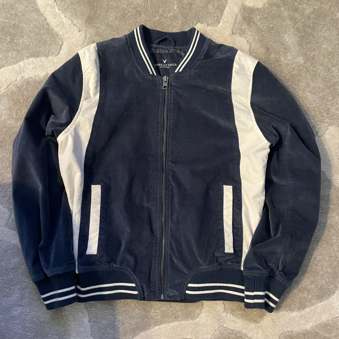 Vintage American Eagle Bomber Jacket - Navy/White