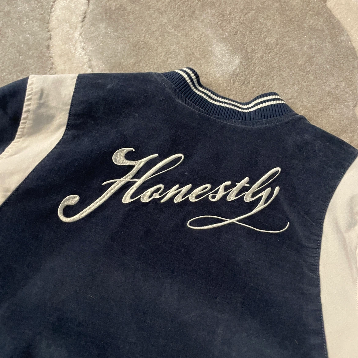 Vintage American Eagle Bomber Jacket - Navy/White - photo 4