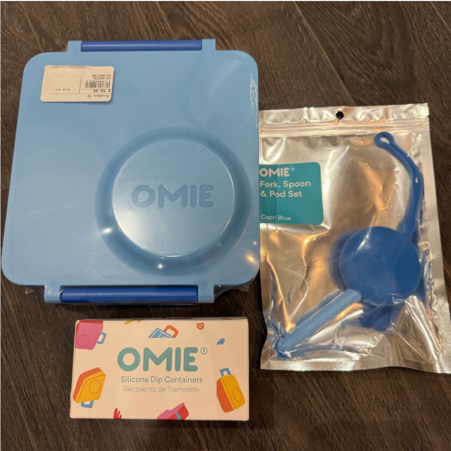 OmieLife lunch box + dip container + utensils (New! Blue!)