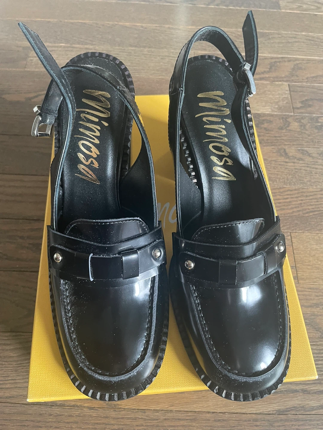 Mimosa Slingback Loafer Heels Black