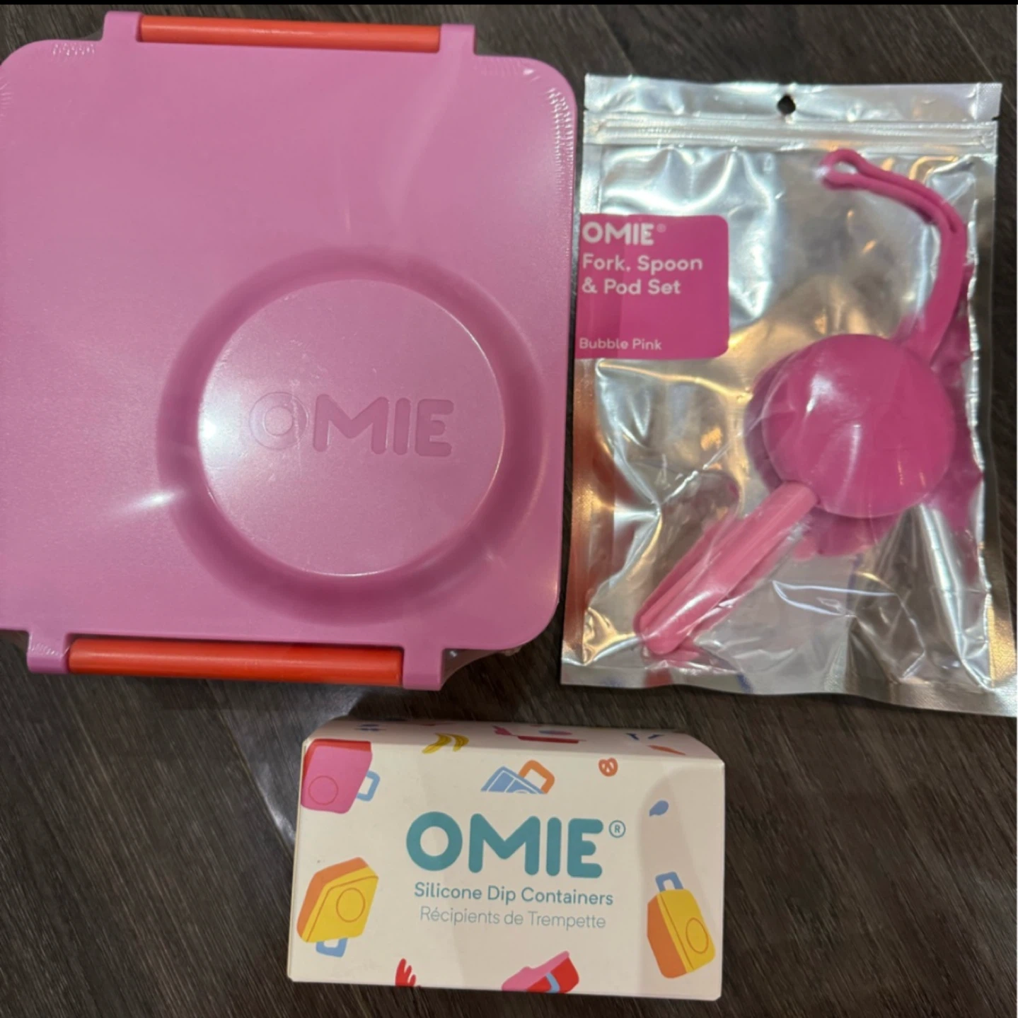 OmieLife lunch box + dip container + utensils (New! Pink!)