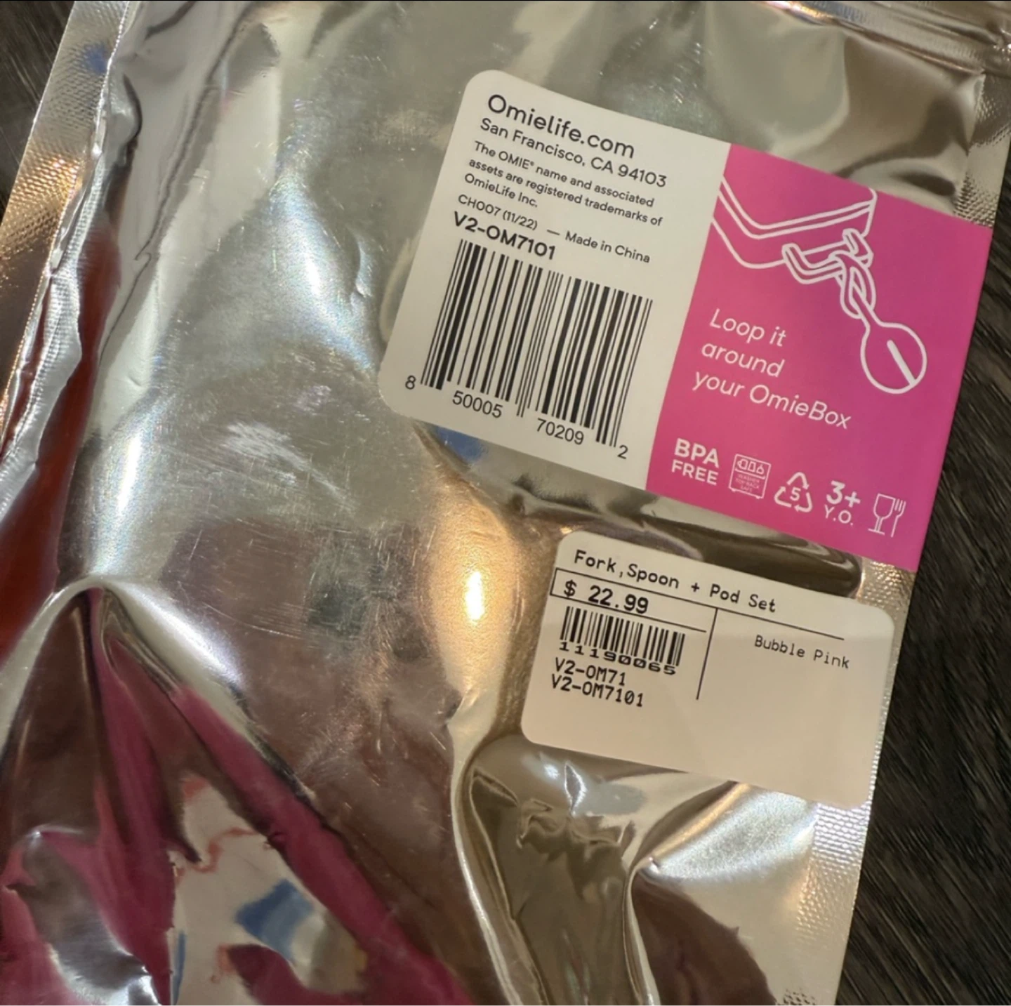 OmieLife lunch box + dip container + utensils (New! Pink!) - photo 4