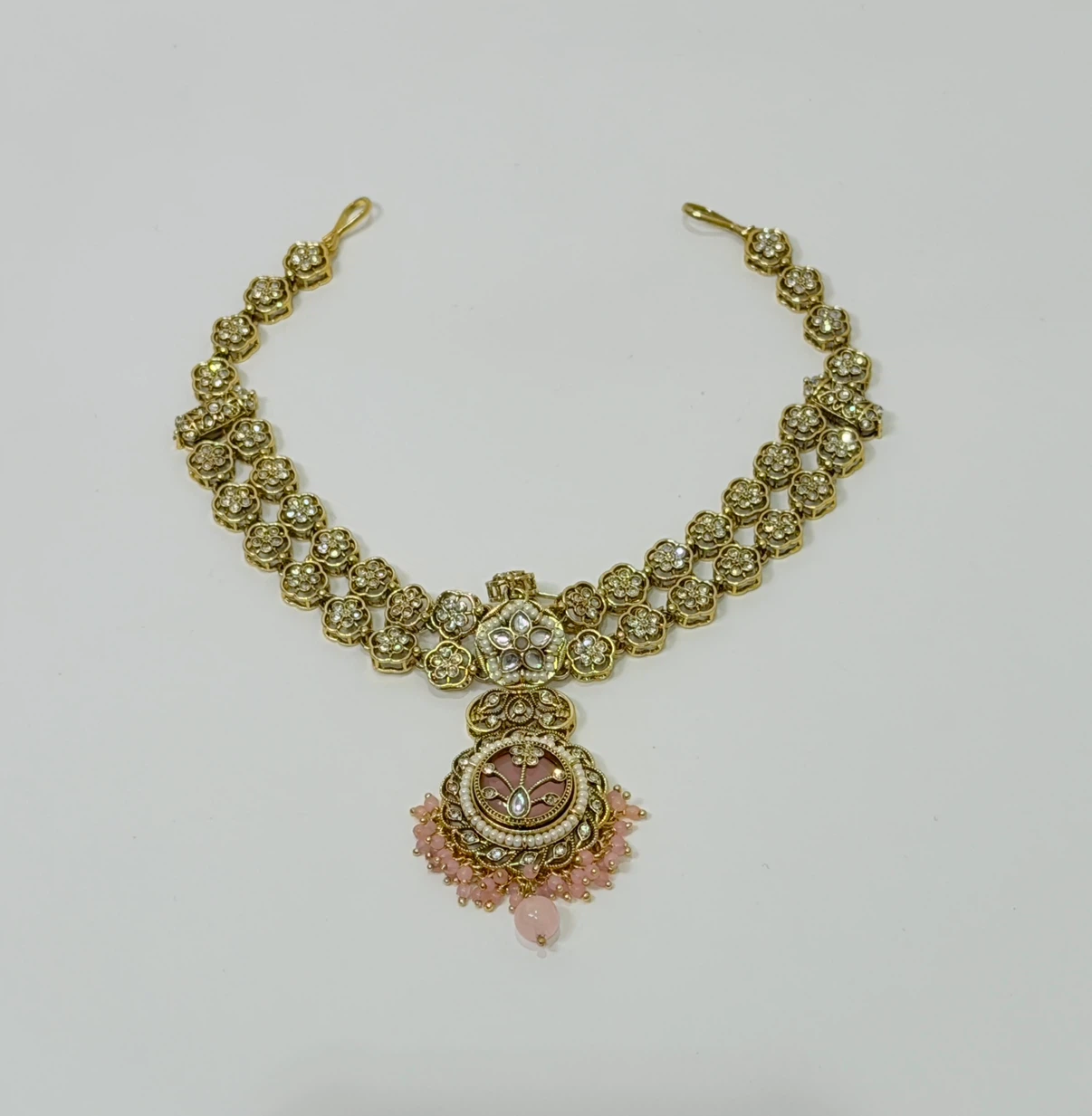 Gold Tone Bridal Jewelry Set with Pink Gems - photo 4