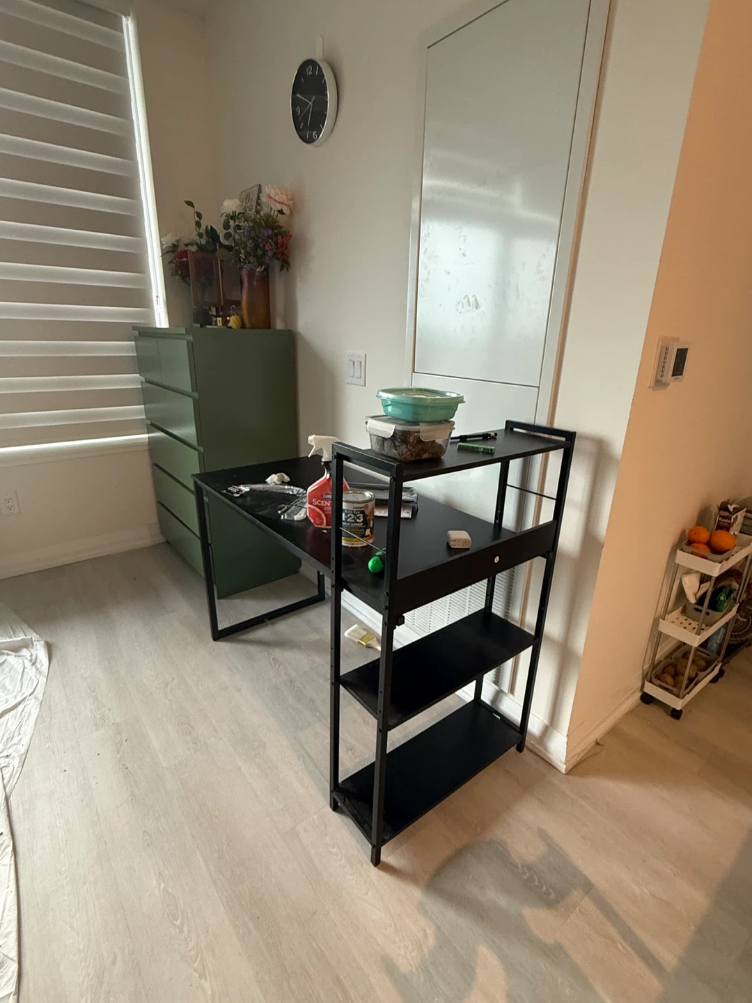 Black Study Desk with Shelving