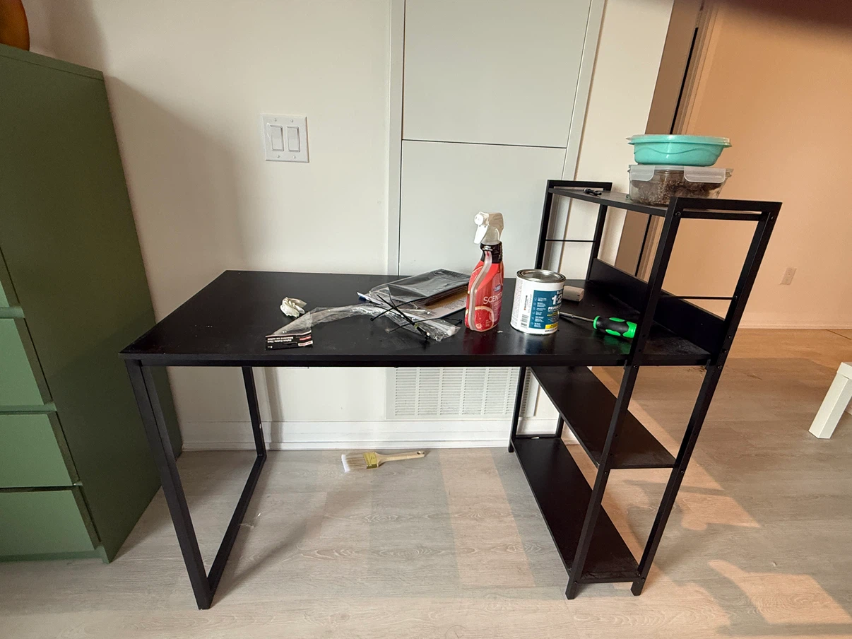 Black Study Desk with Shelving - photo 3