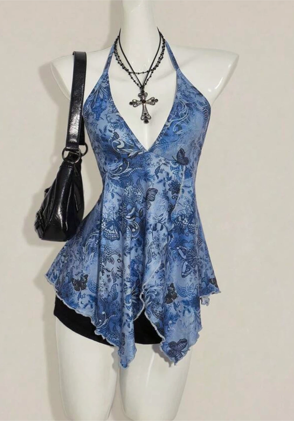 Blue Butterfly Halter Top