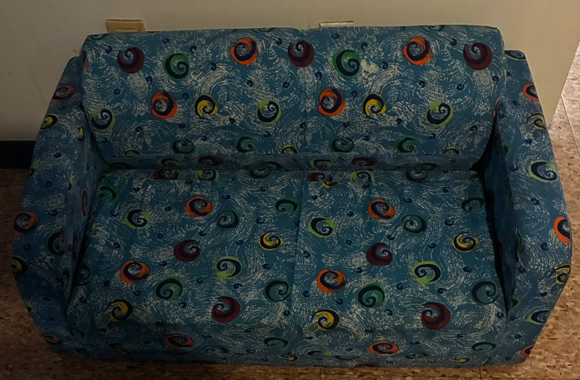 Kids Blue Couch with Swirl Pattern