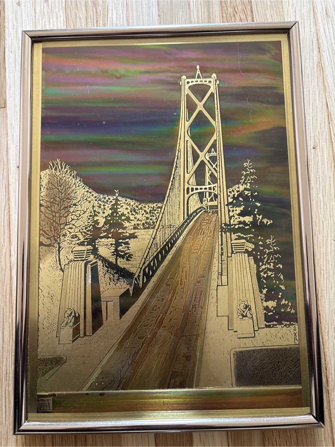 Lions Gate Bridge Vancouver B.C. Etching 1980