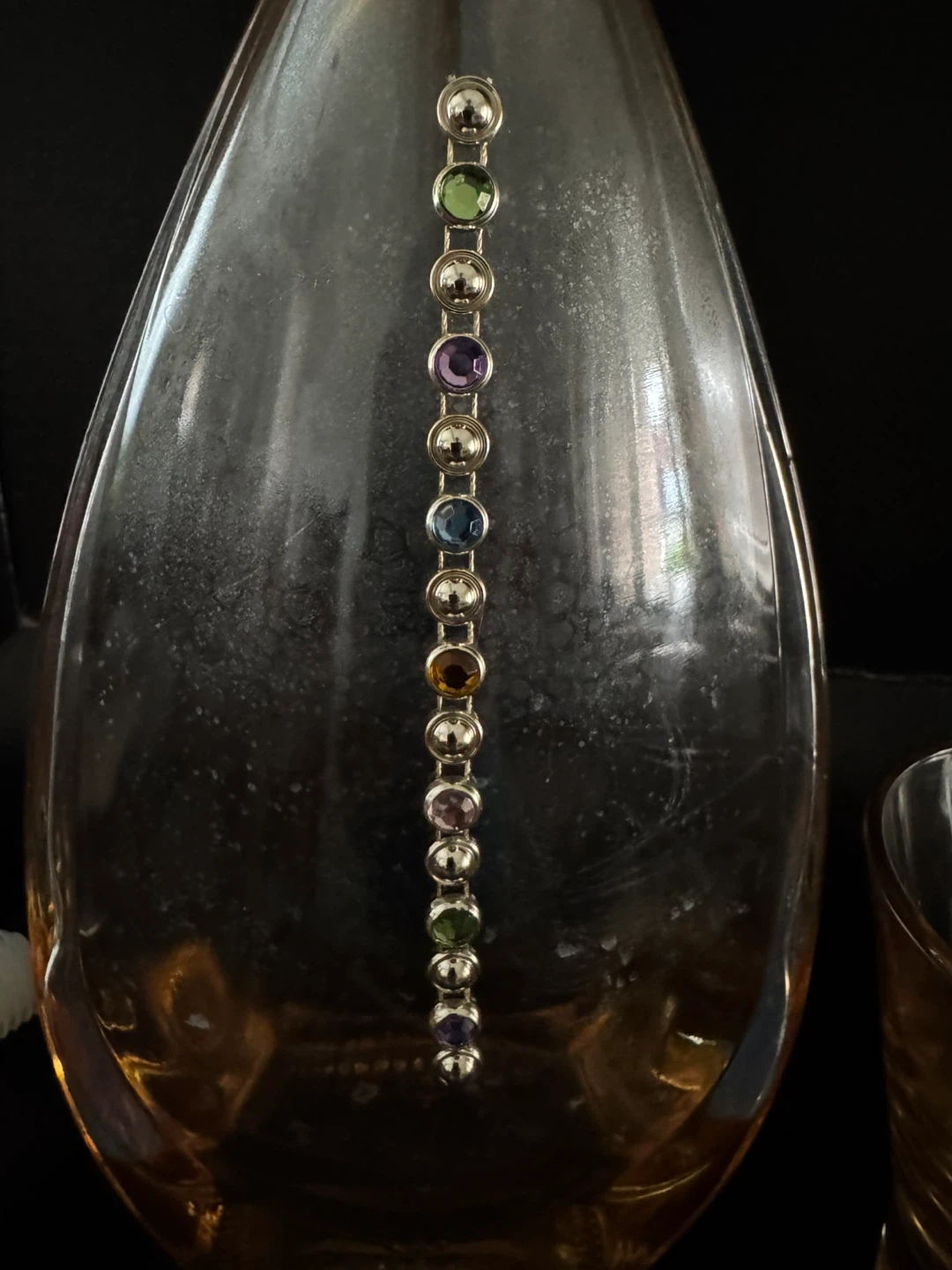 Amber Glass Decanter Set with Jeweled Embellishment - photo 4