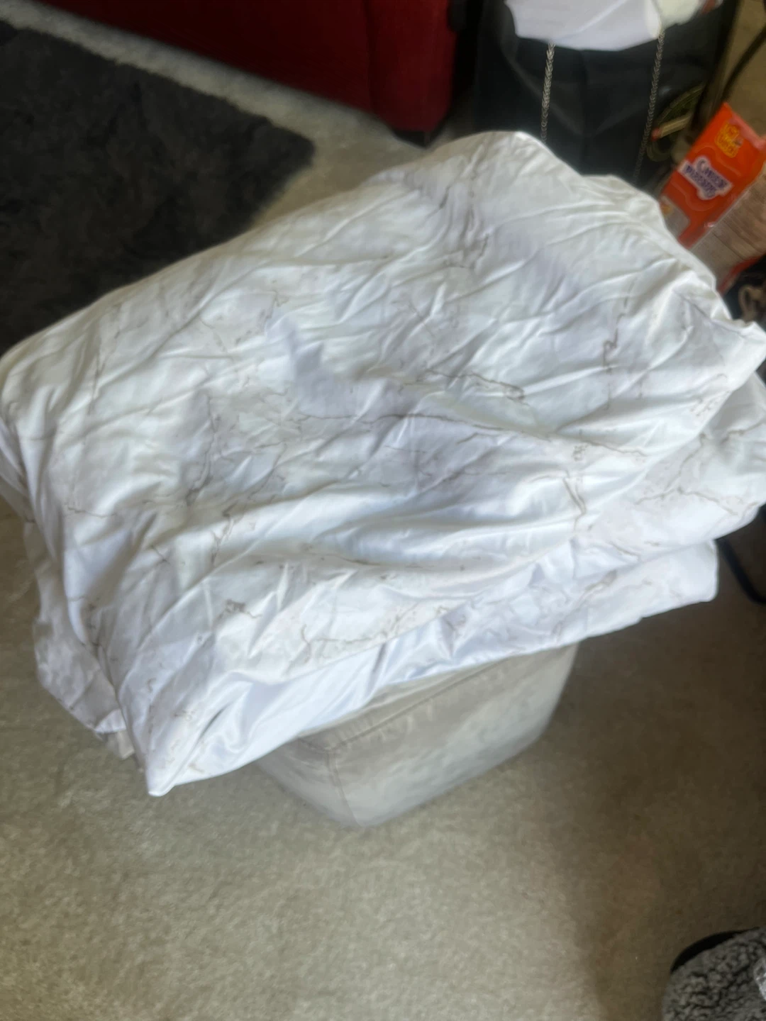 White Duvet Cover with Marble Print