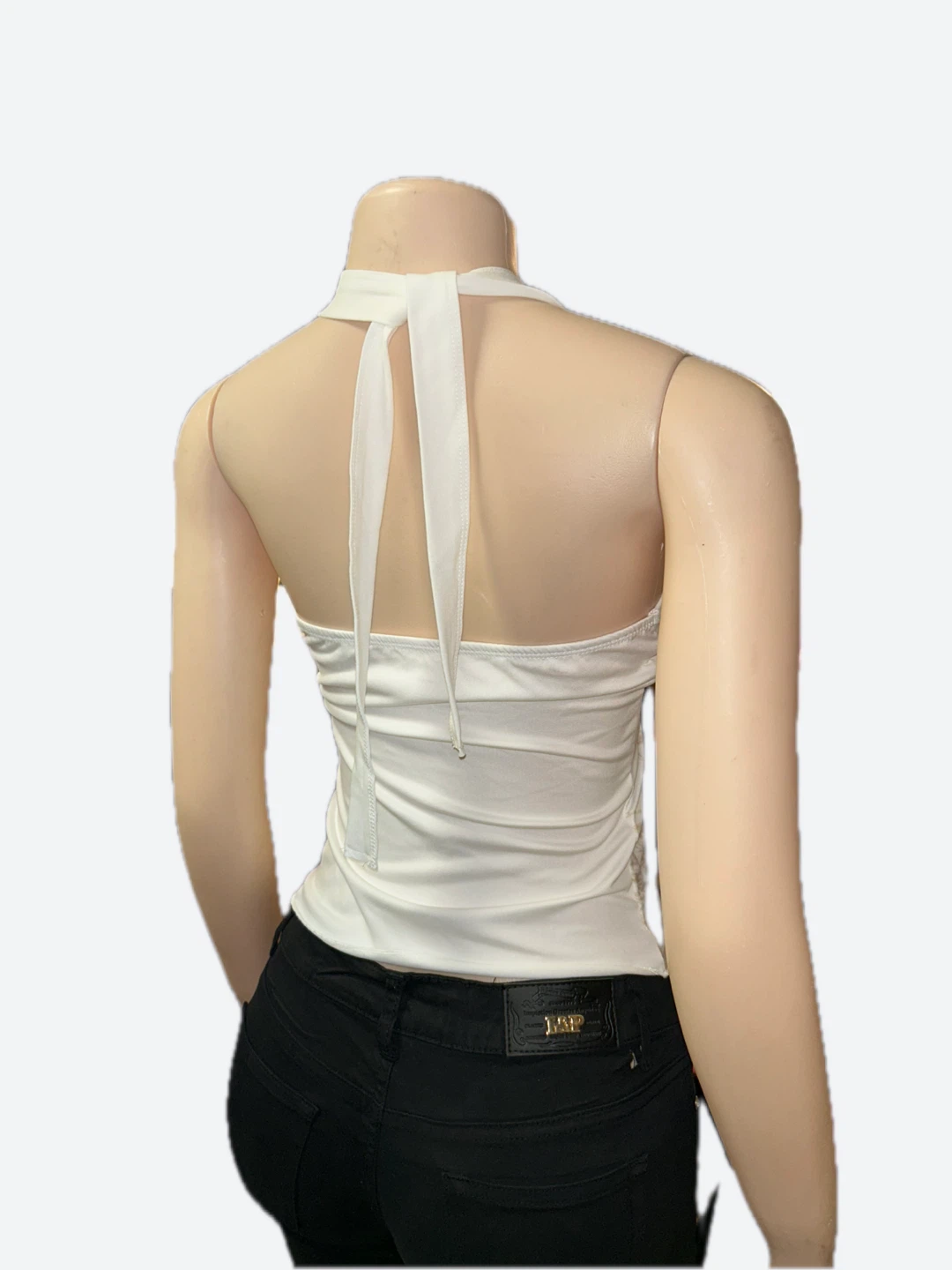 White Halter Top with Floral Design - photo 3