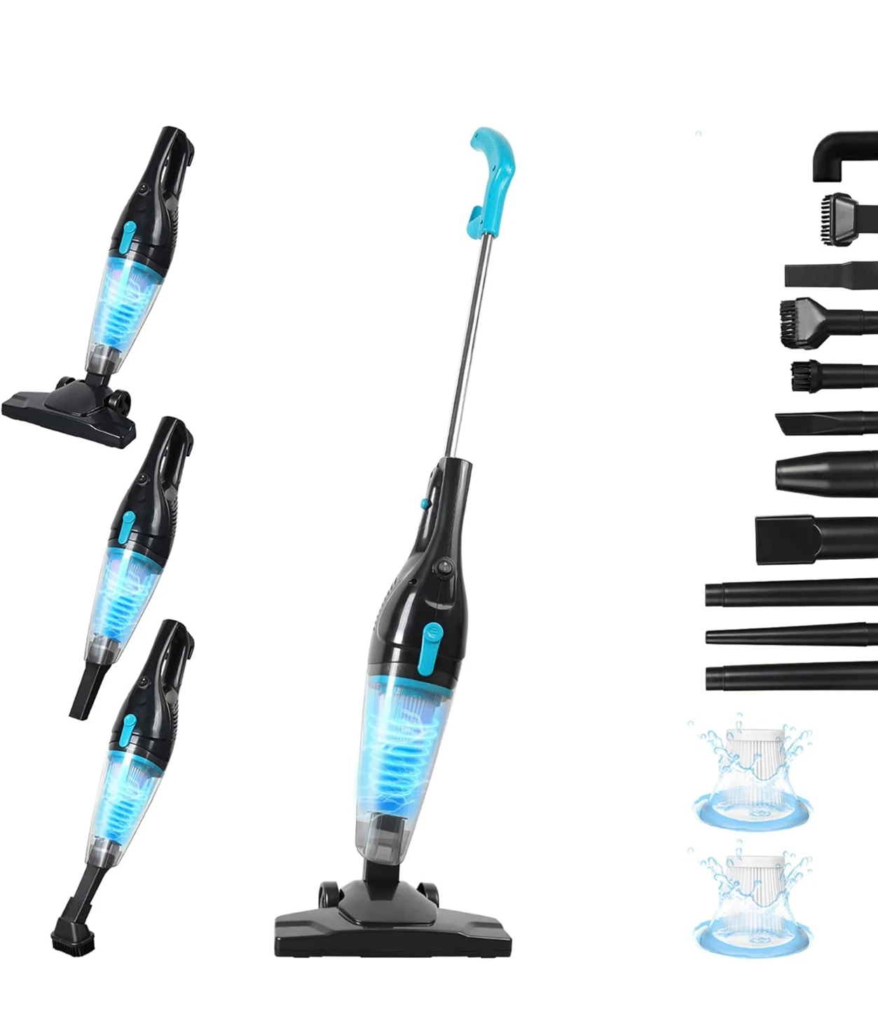 Black Stick Vacuum Cleaner with Multiple Attachments