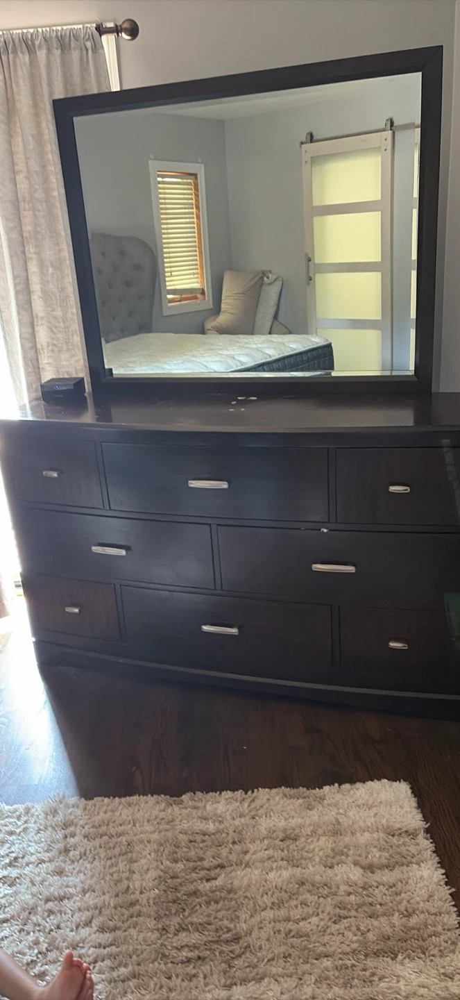 Dark Wood Dresser with Mirror