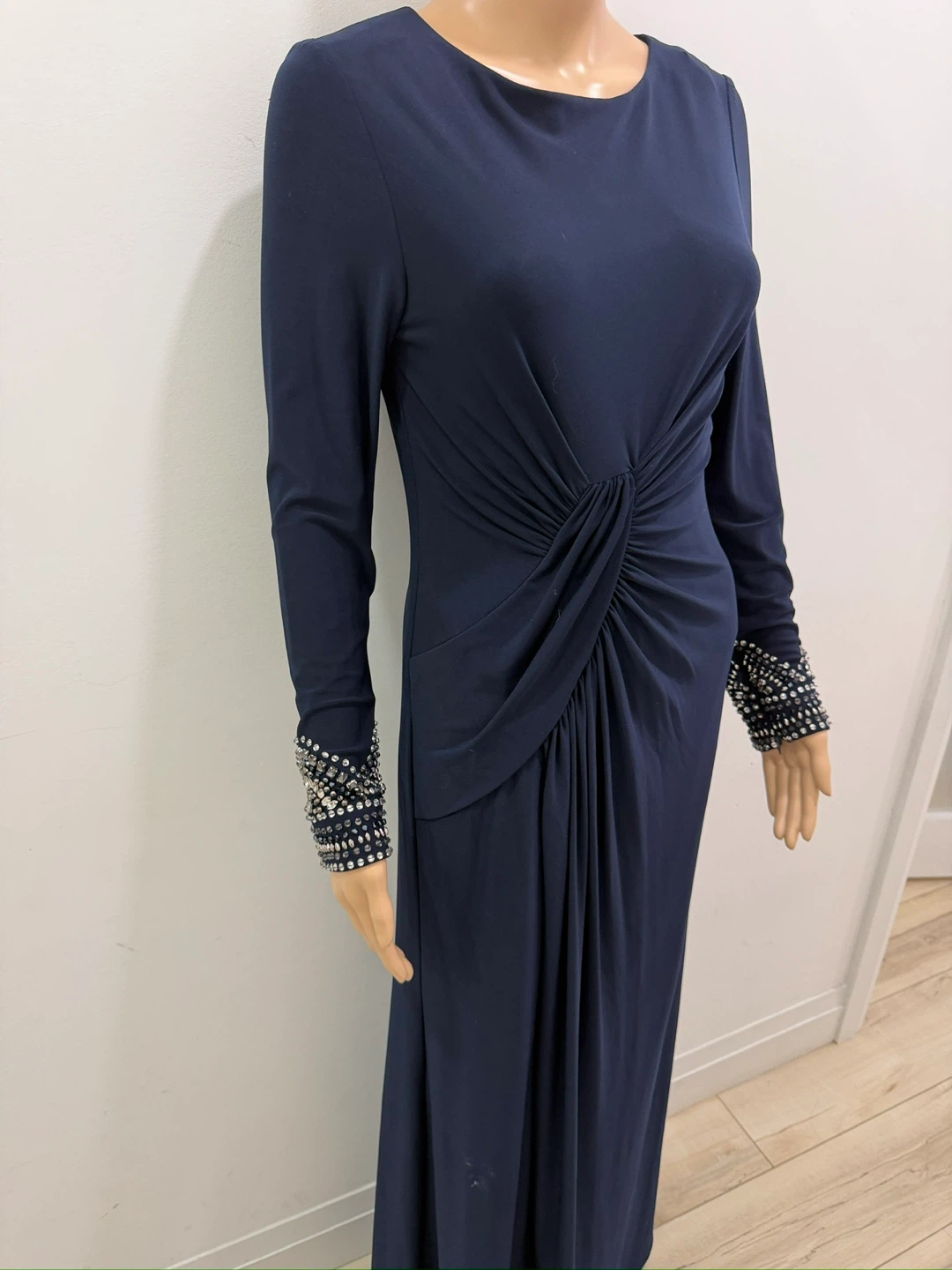 Navy Blue Embellished Sleeve Gown