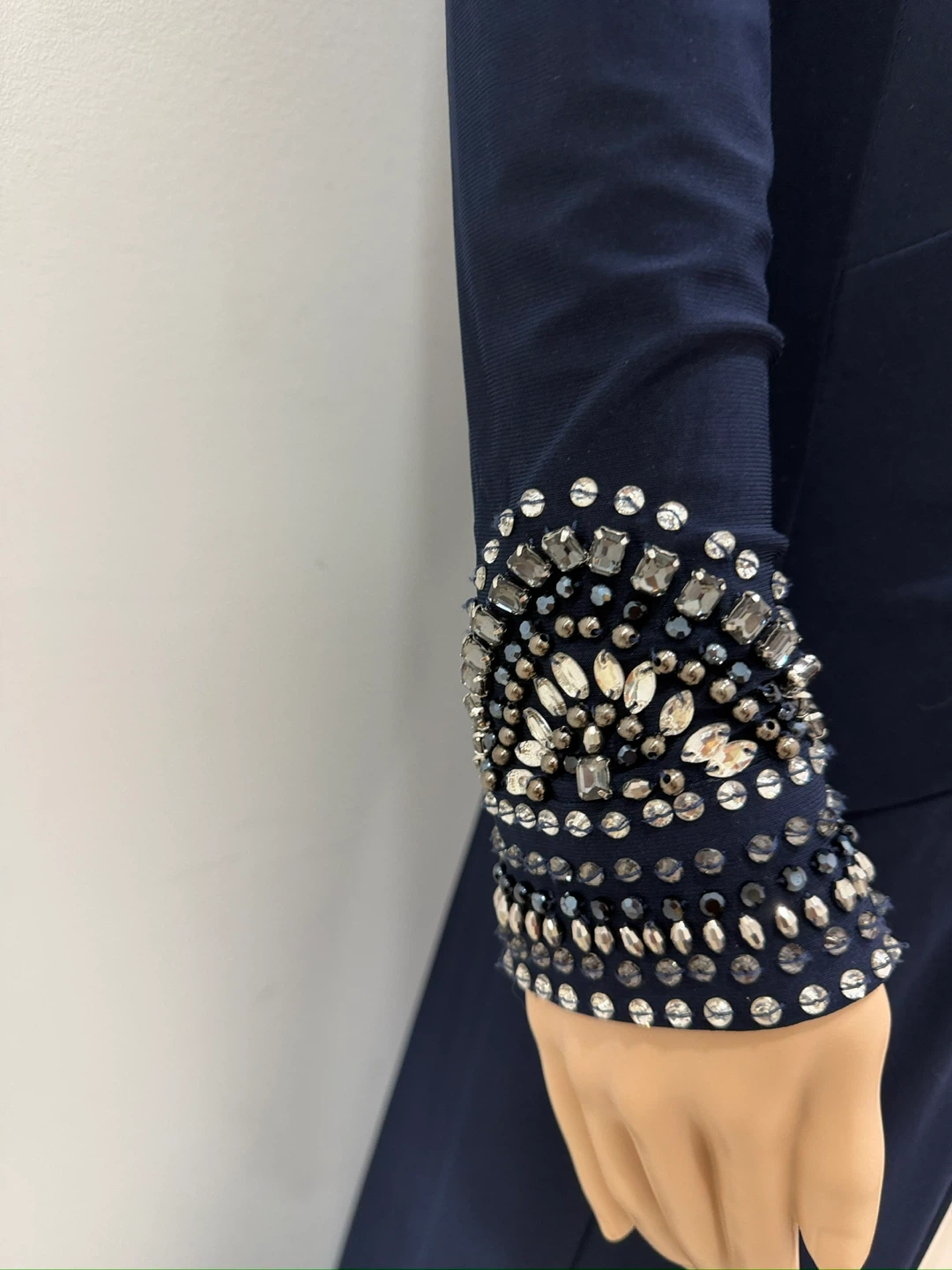 Navy Blue Embellished Sleeve Gown - photo 2