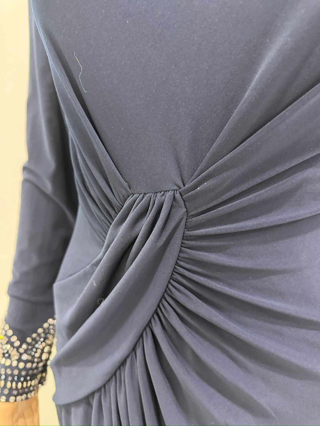 Navy Blue Embellished Sleeve Gown - photo 4