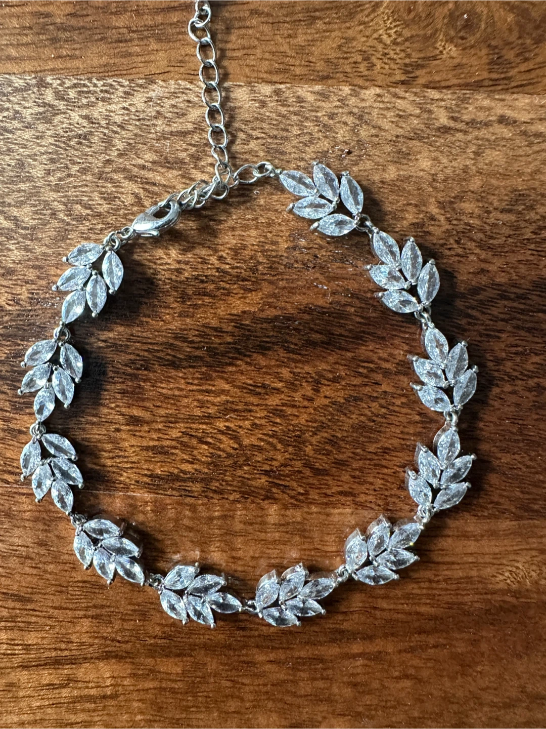 Silver Leaf Crystal Bracelet