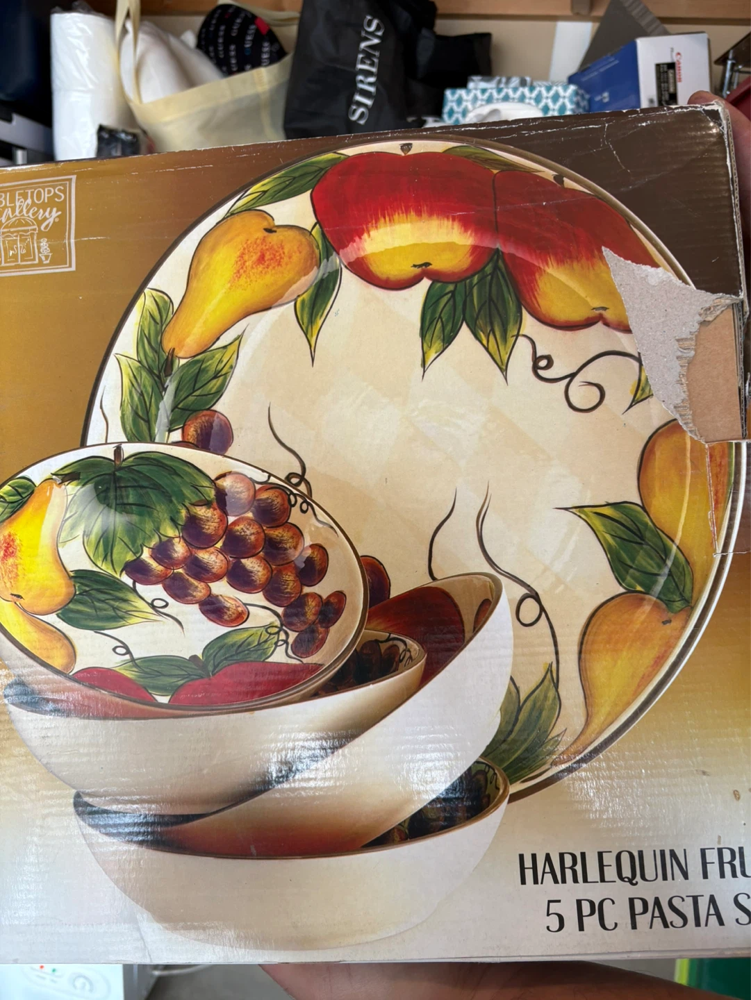Tabletops Gallery Harlequin Fruit 5-Piece Pasta Set