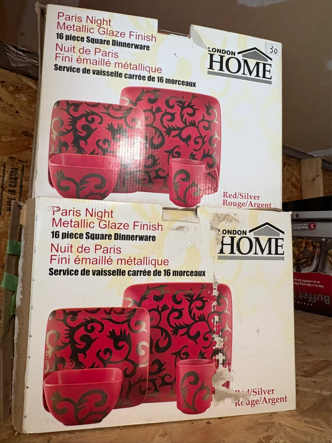London Home Paris Night 16-Piece Square Dinnerware Set