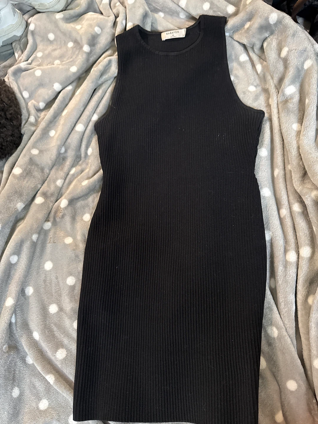 Babaton Black Ribbed Tank Dress