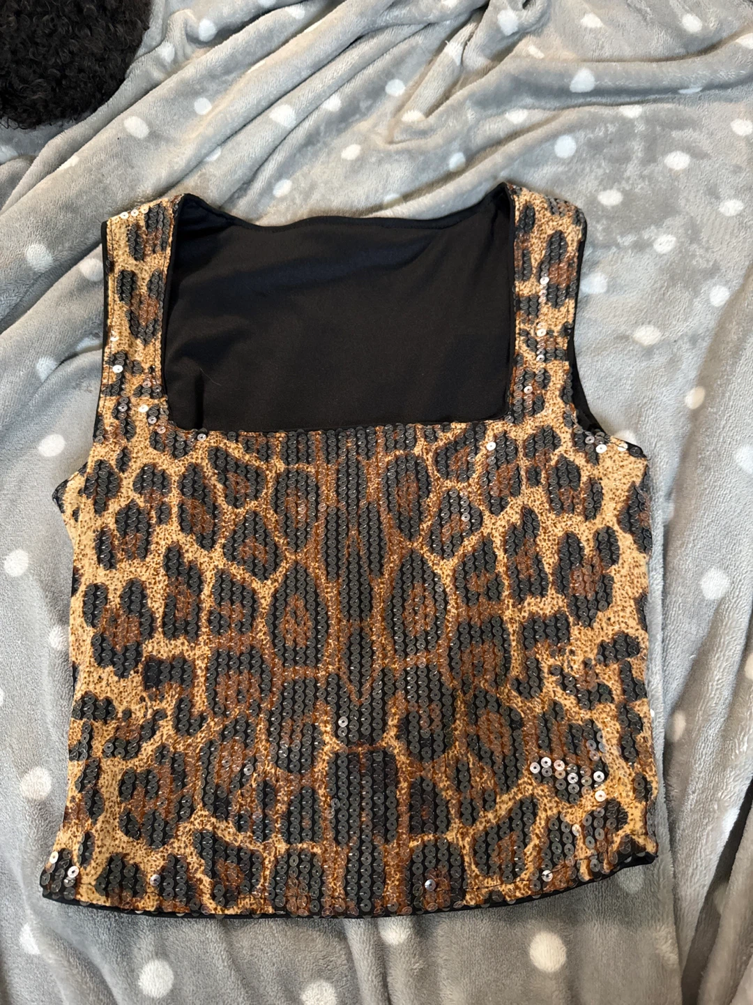 Leopard Print Sequin Tank Top