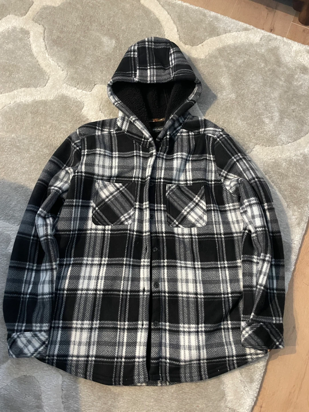 Realtree Plaid Fleece Lined Hooded Shirt Jacket