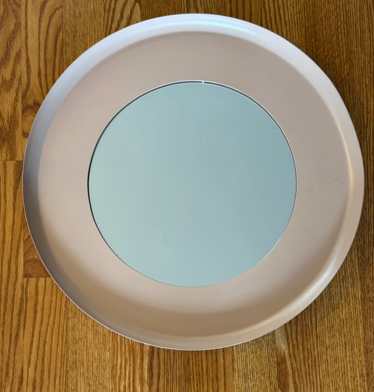 Vintage Pink Round Wall Mirror – Metal, 22.25in