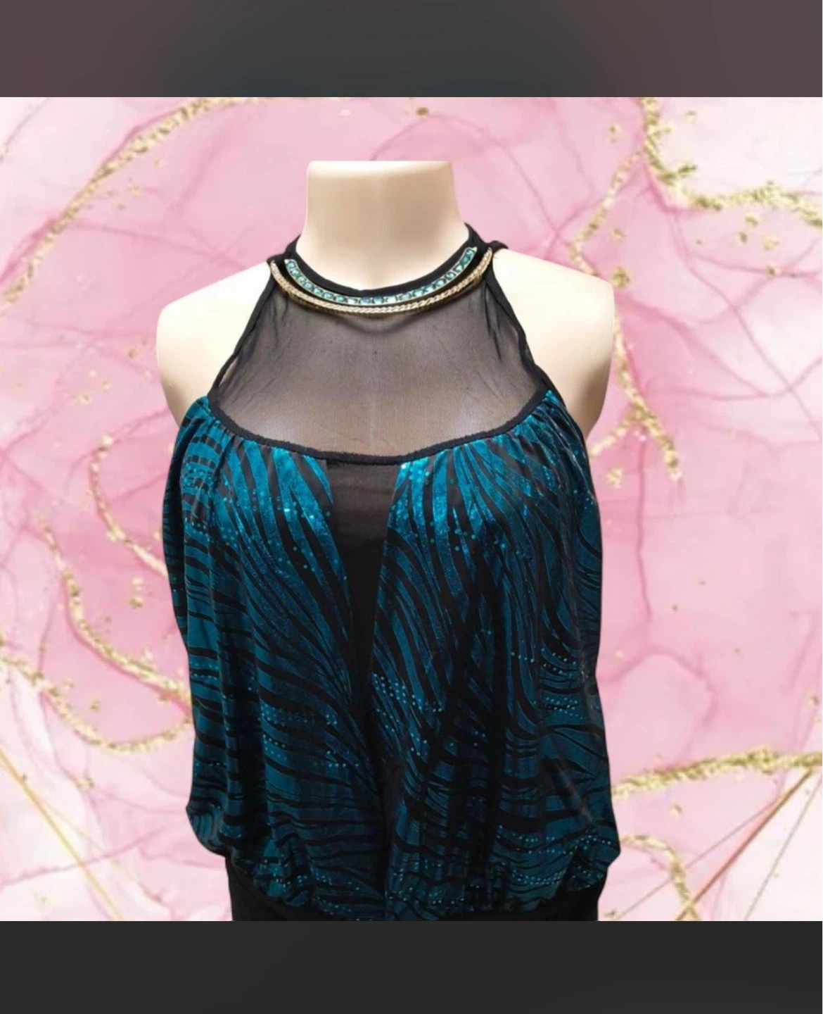 Teal and Black Halter Top