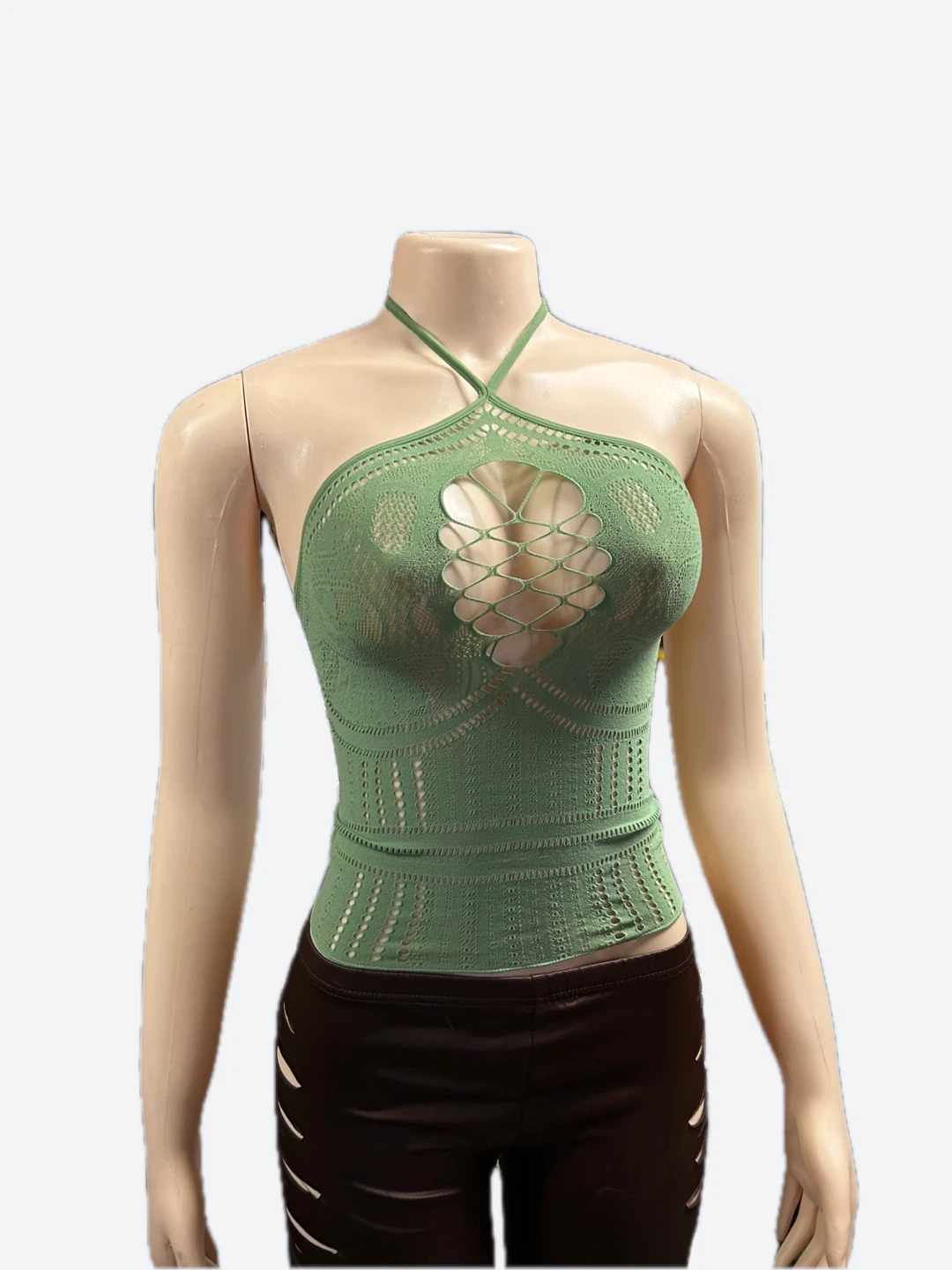 Green Halter Neck Cropped Top