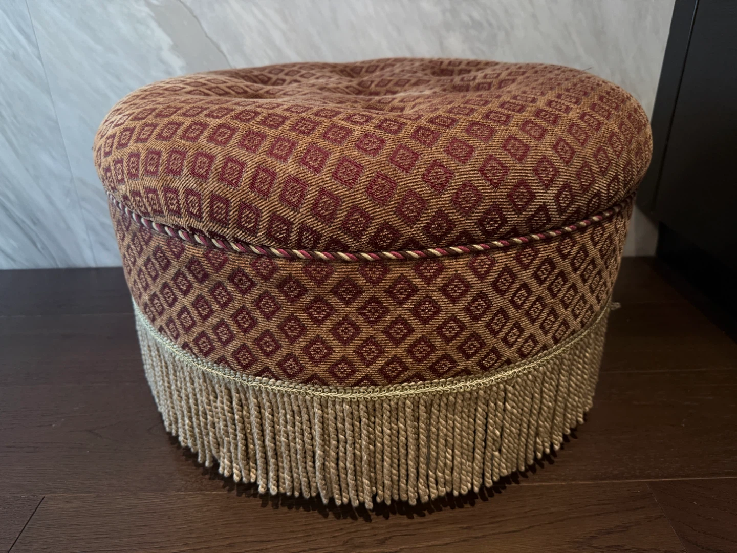 Extra large Fabric Ottoman with Tassels