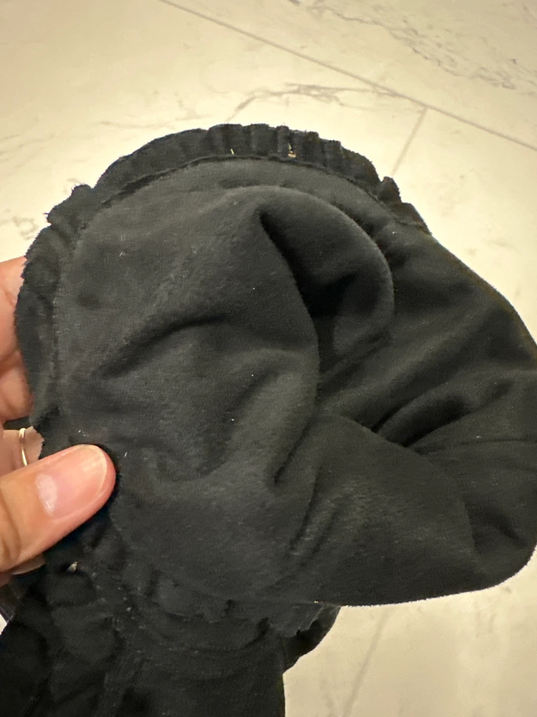 Black Suede-like Boots with Ruffle Detail - photo 4