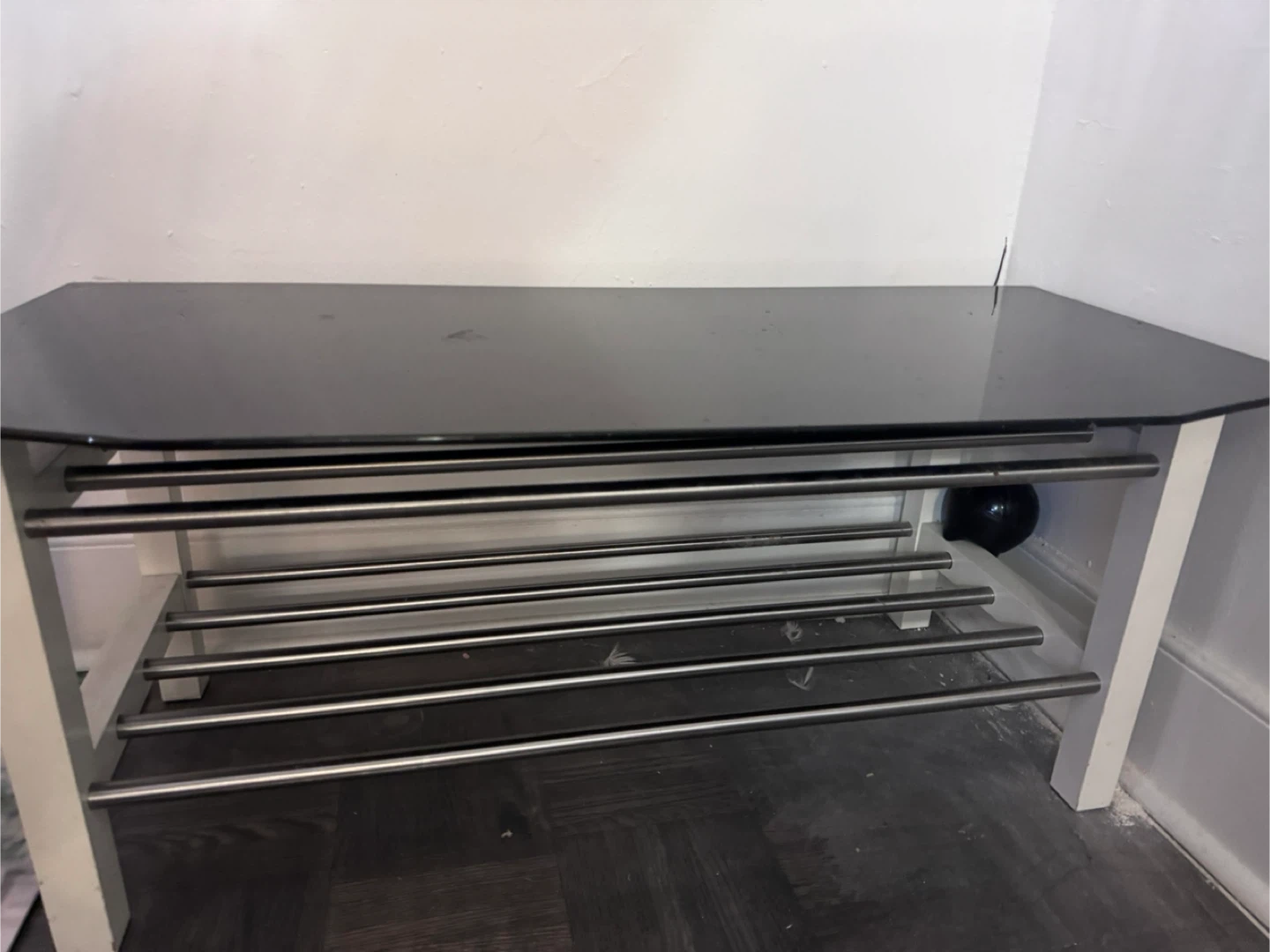 2-Tier  Black Glass Top Table