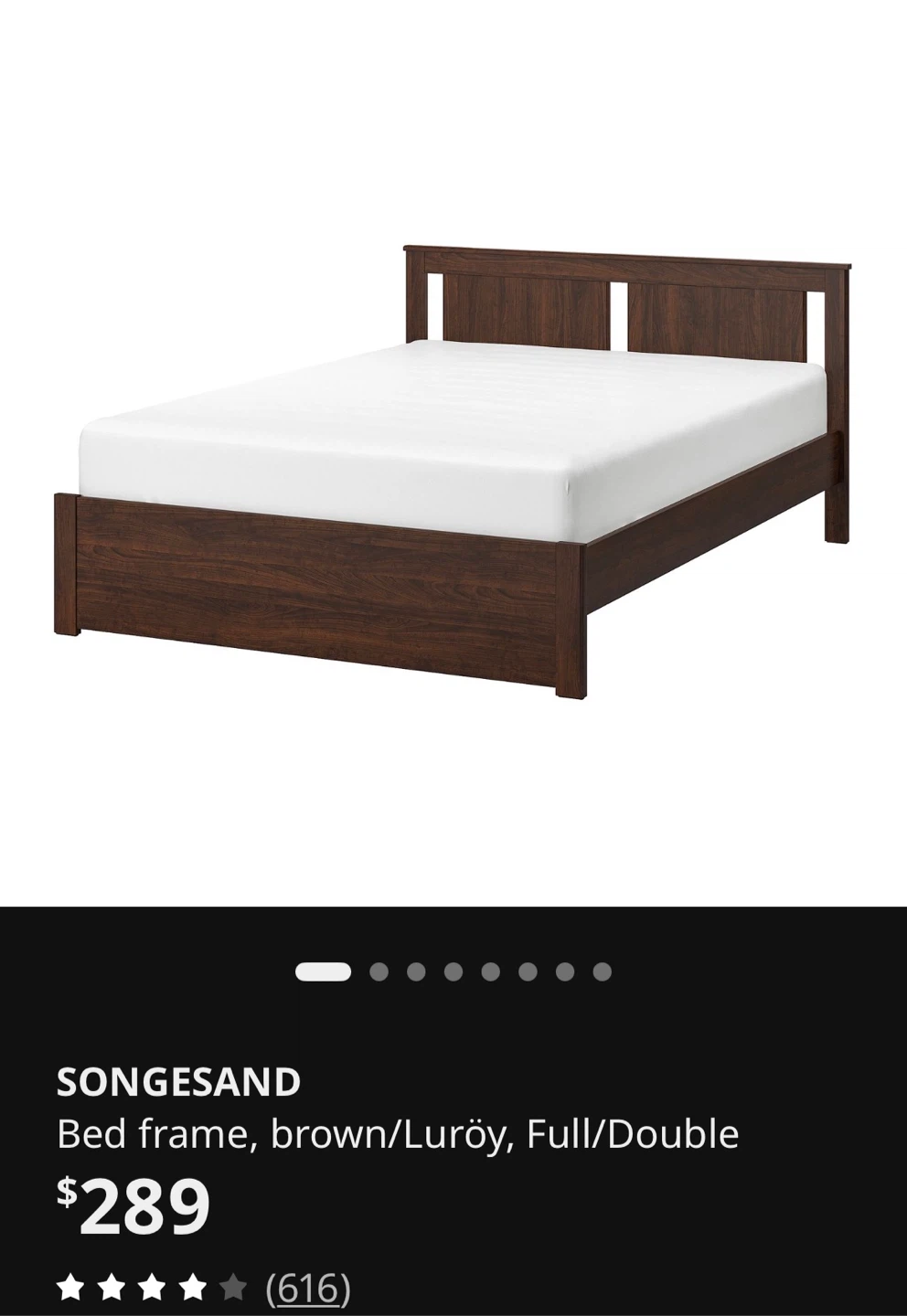 SONGESAND Bed Frame, Full/Double, Brown