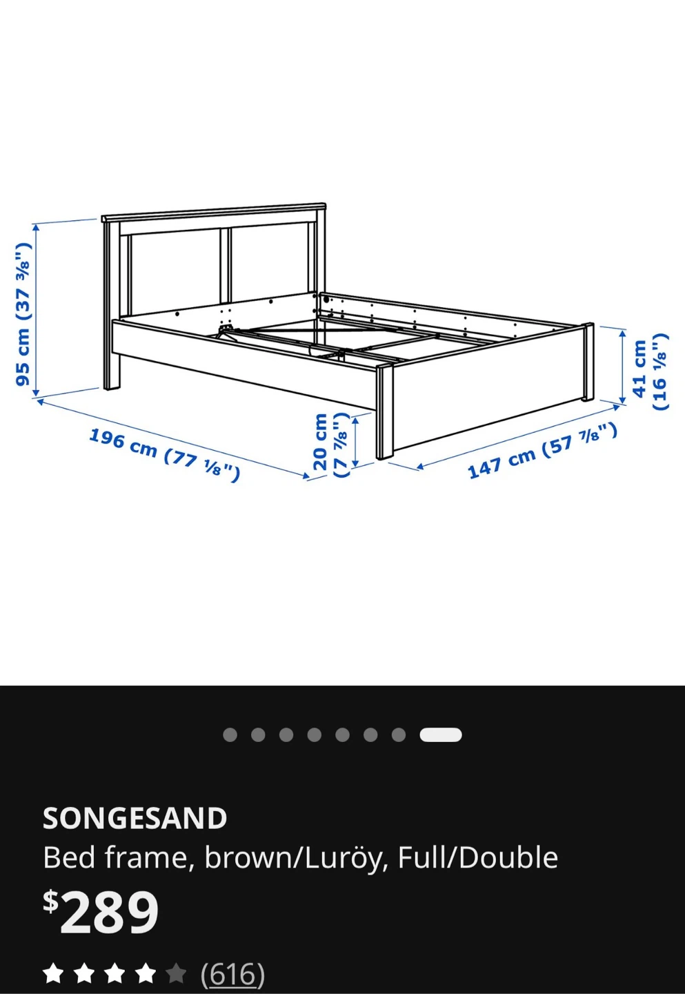 SONGESAND Bed Frame, Full/Double, Brown - photo 2