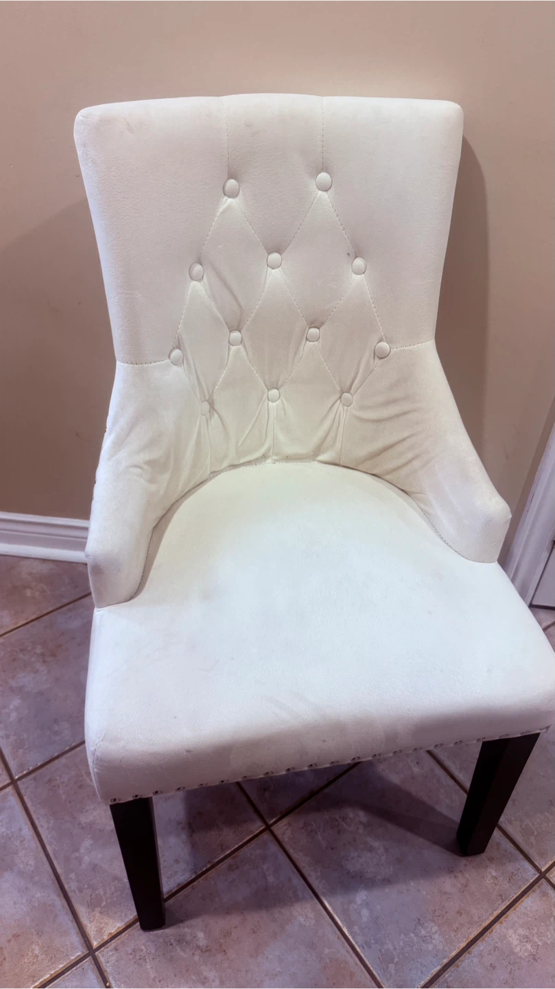 White Accent Chair with Silver Ring Detail