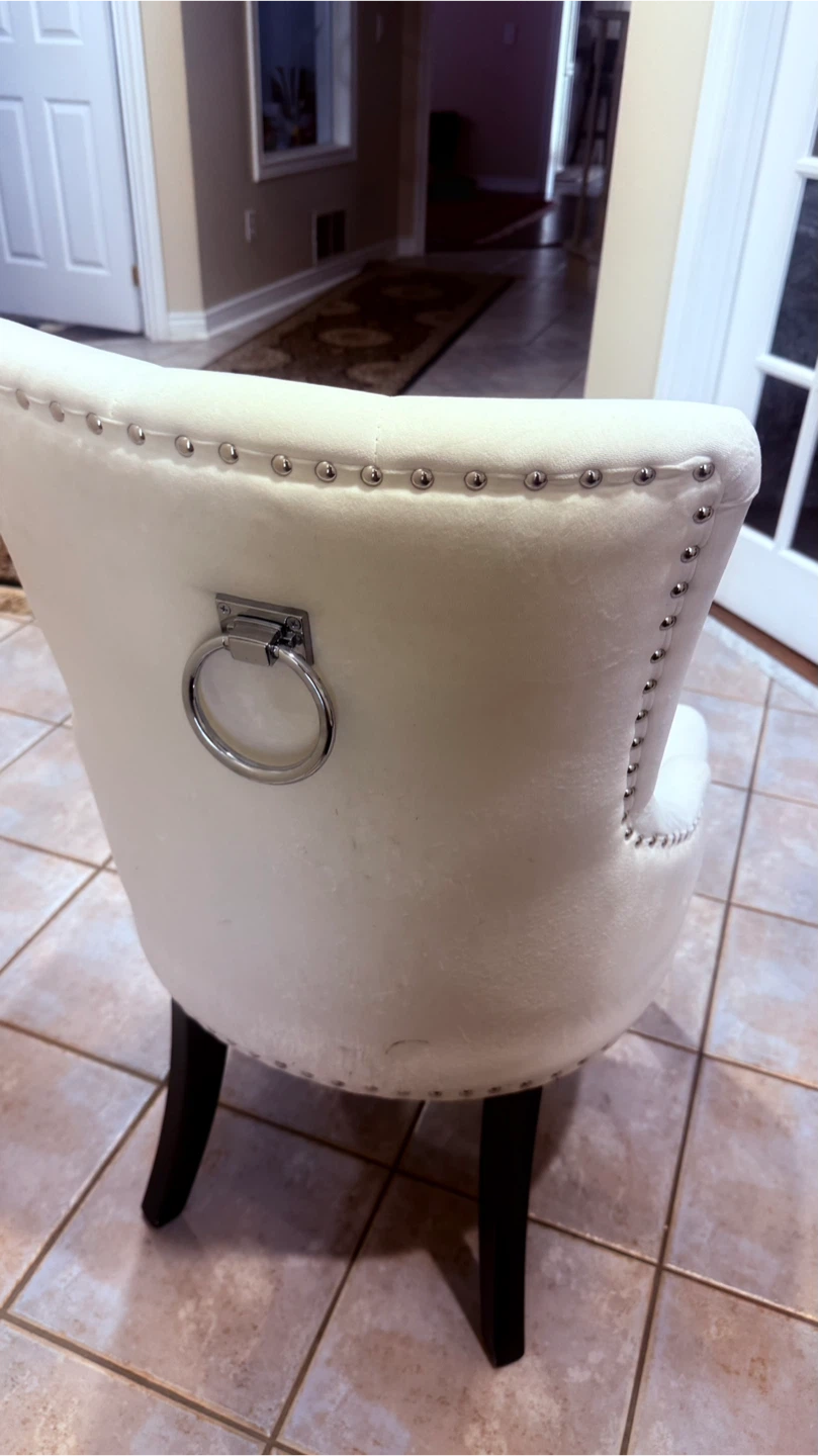 White Accent Chair with Silver Ring Detail - photo 2
