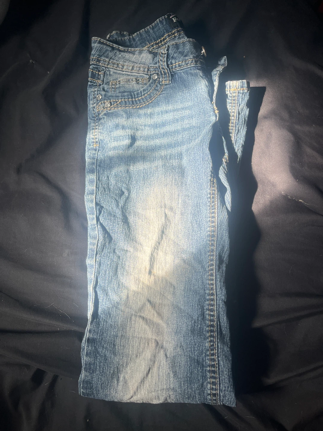 Blue Denim Jeans with Embellished Pockets - photo 3
