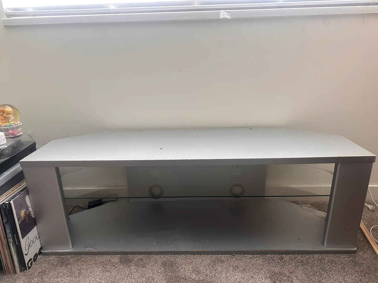 Free Grey/Silver TV Stand with Shelves