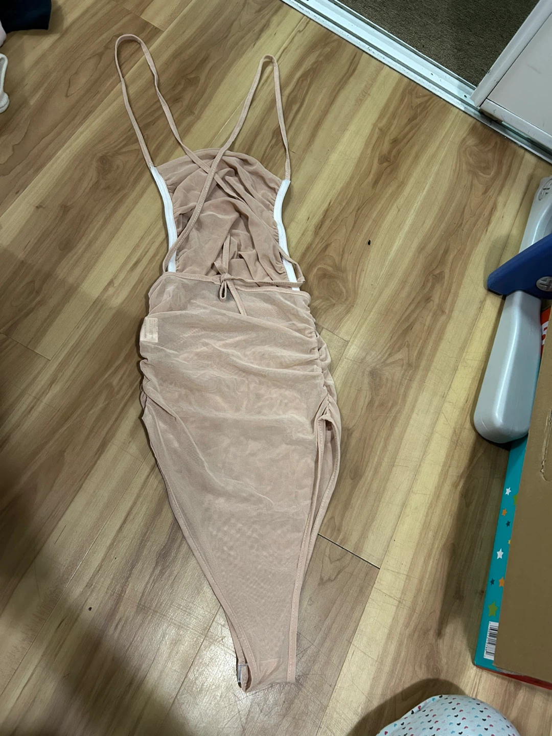 SHEIN Mesh Ruched Bodysuit
