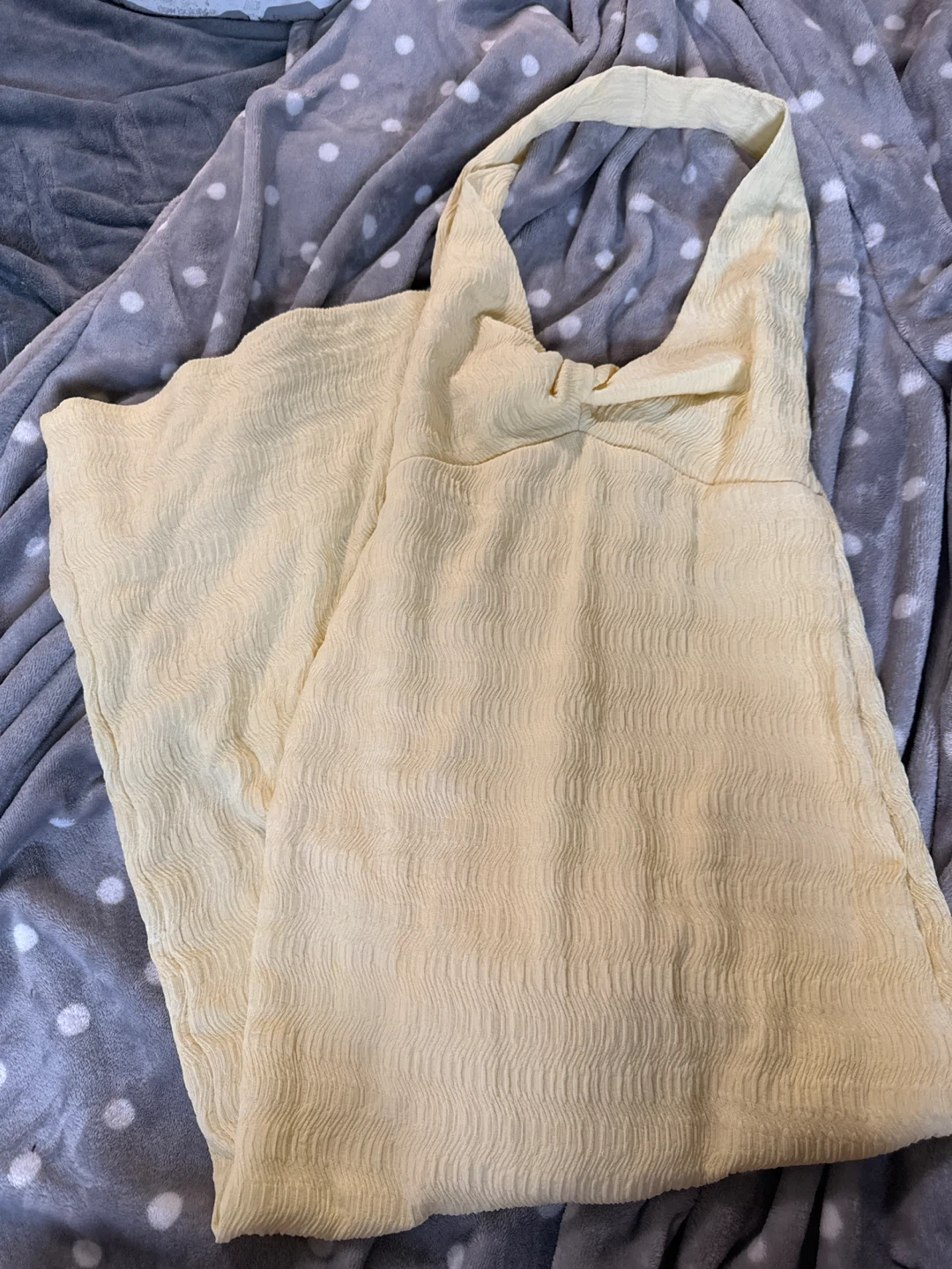Light Yellow Textured Halter Neck Dress