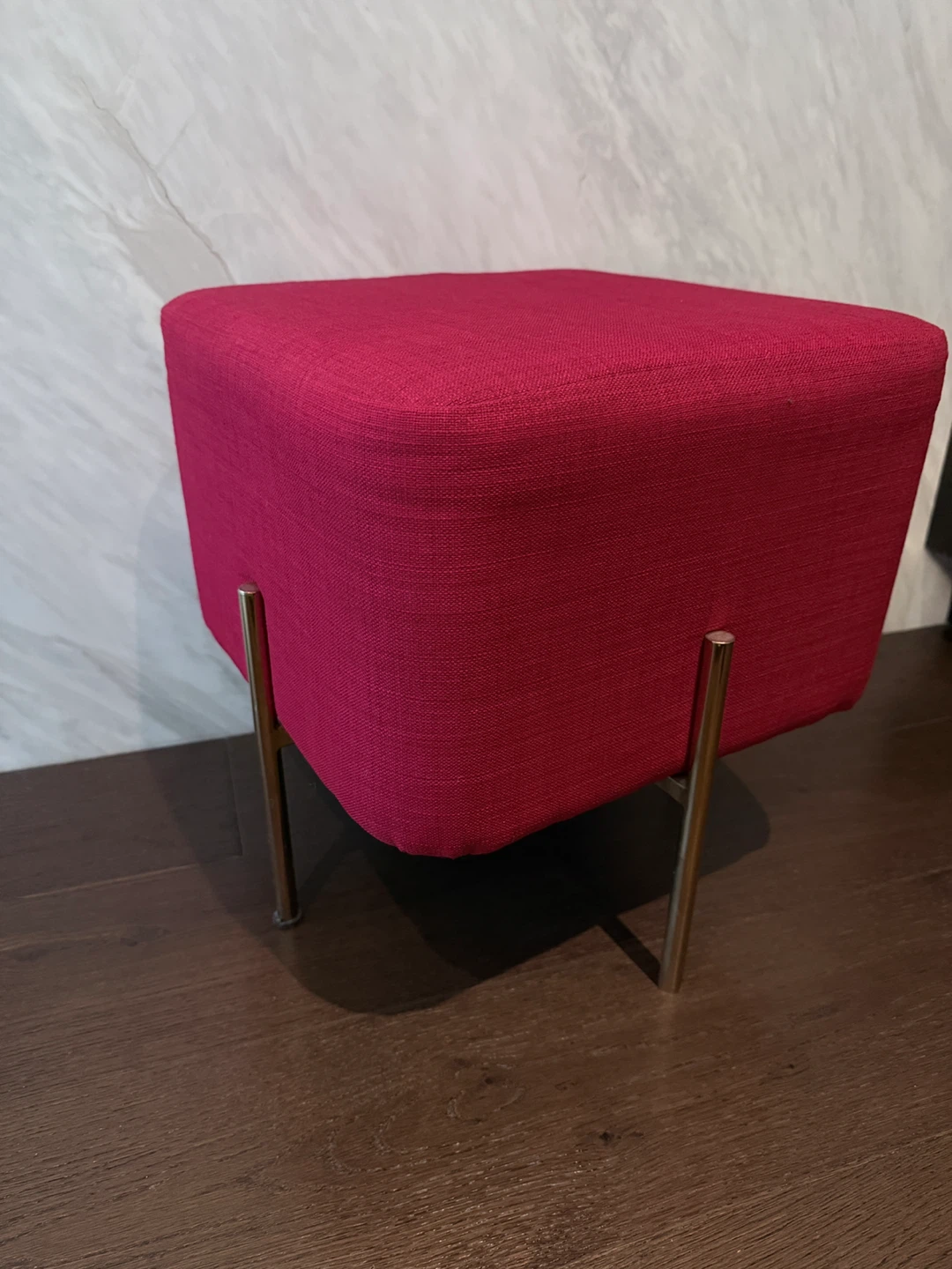 Red Ottoman chair/Footstool with Gold Legs
