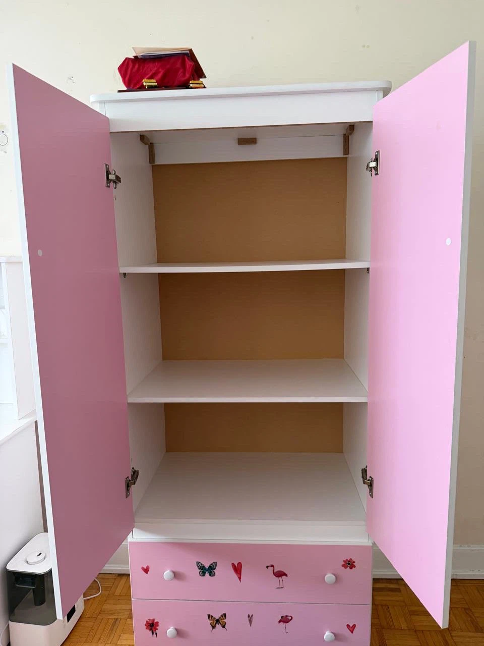 Pink Kids Wardrobe with Owl and Butterfly Decals - photo 2
