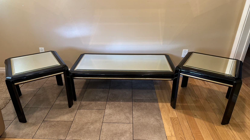 Vintage Black Lacquer Coffee Coffee Table Set (CAN DELIVER)