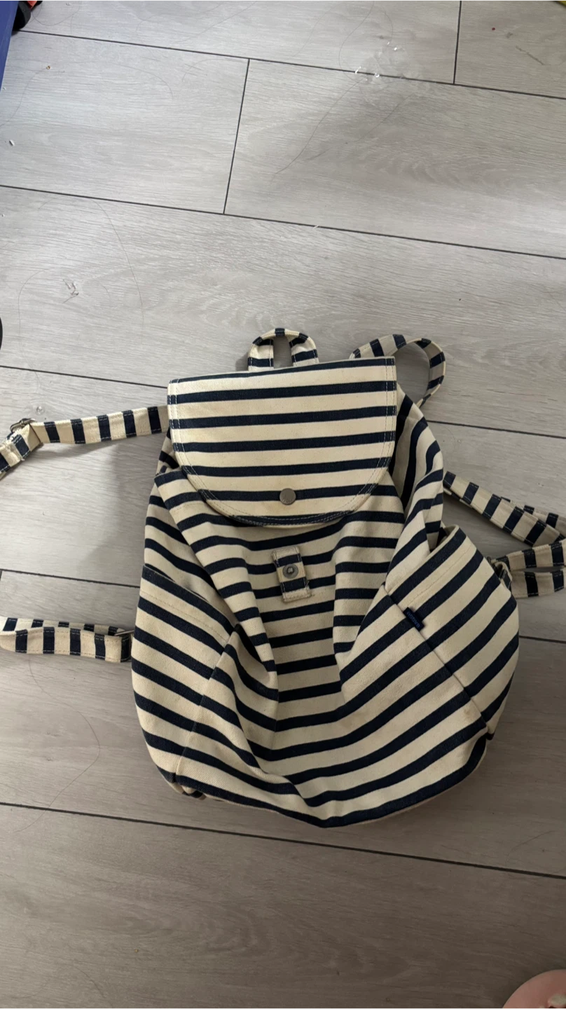 BAGGU Striped Canvas Backpack