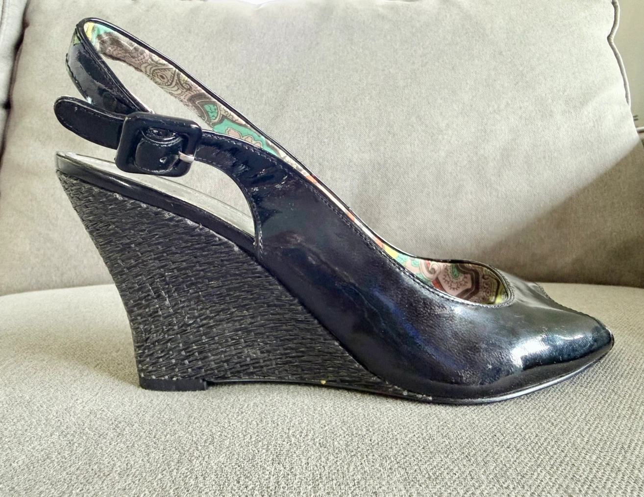 Anne Klein Black Patent Wedge Heels Women’s Size 9.5M - photo 5