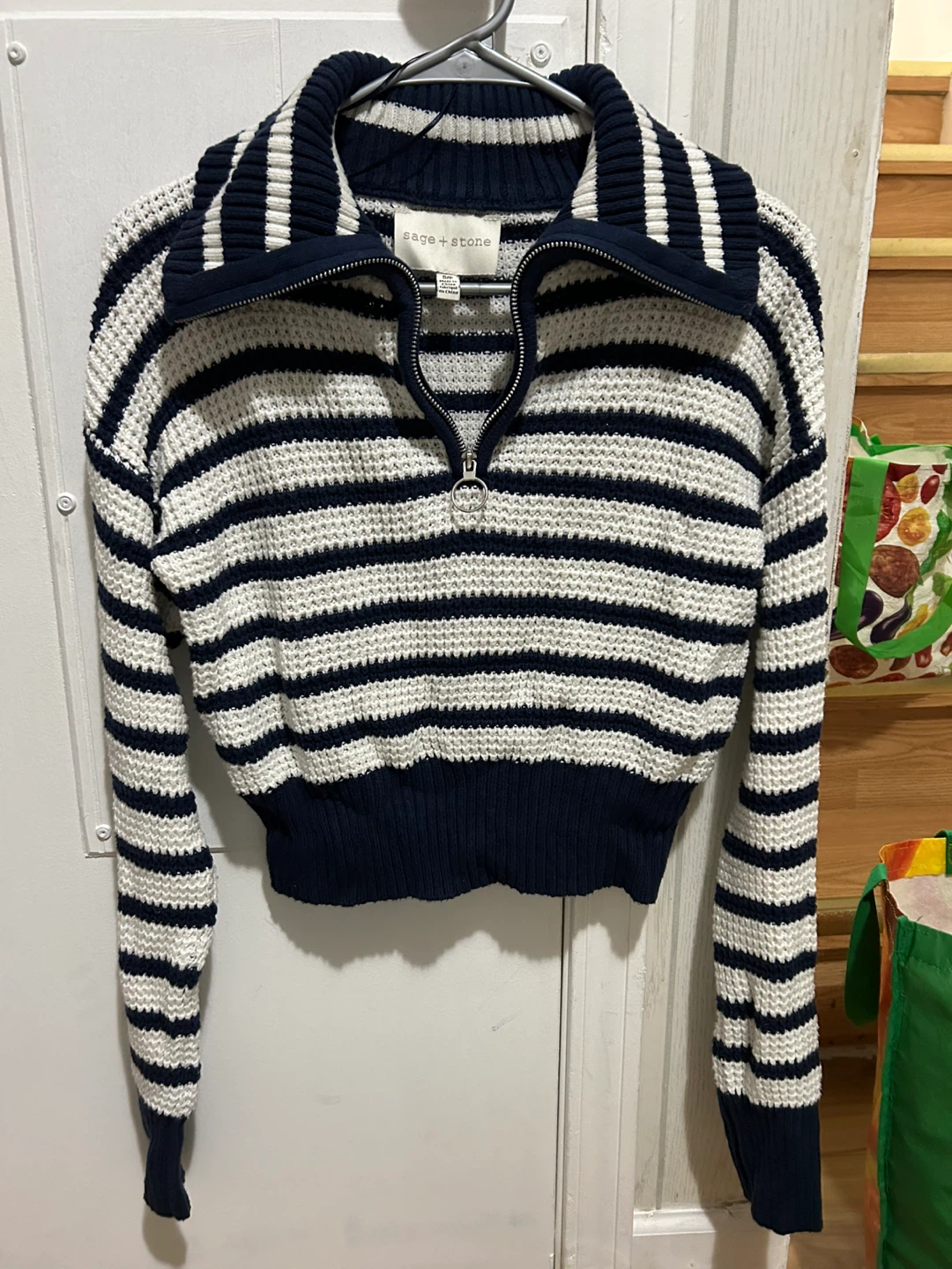 Sage + Stone Striped Collared Sweater