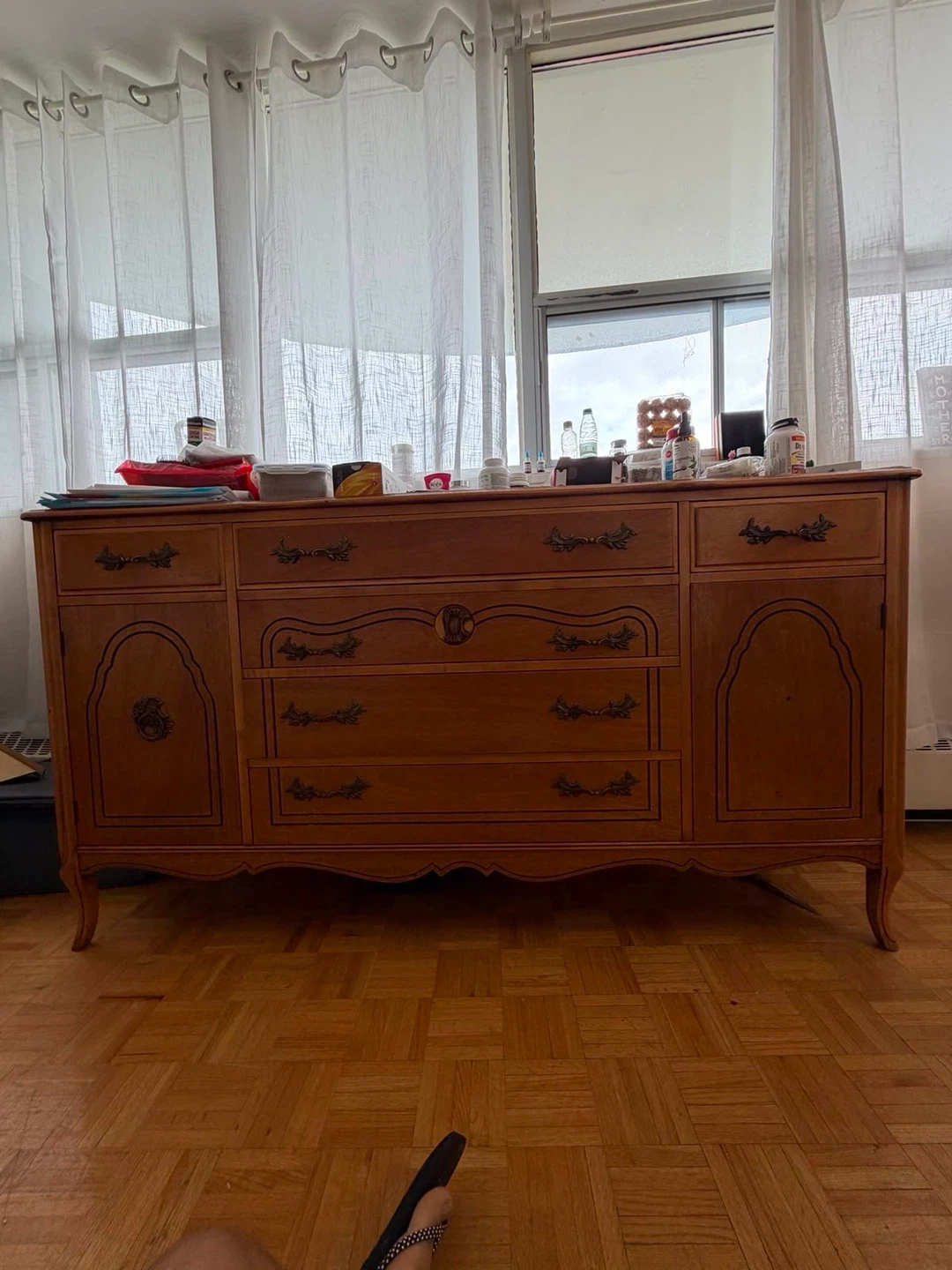 2-Piece Vintage Wood Storage Set - Sideboard & Cabinet - photo 2